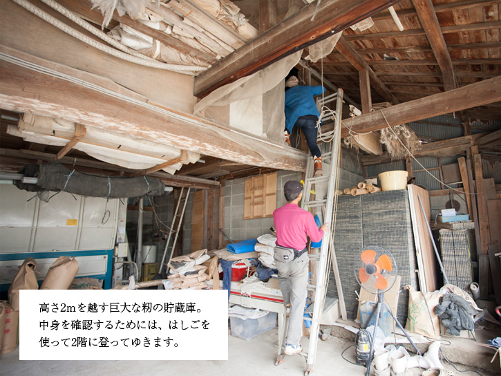 巨大な籾の貯蔵庫